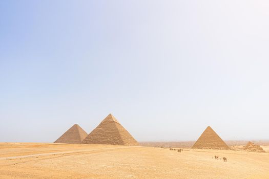 Panoramic view of the pyramids of Giza in Egypt