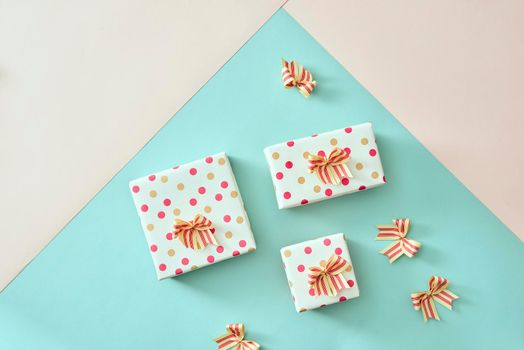 Birthday party celebration concept with present boxes