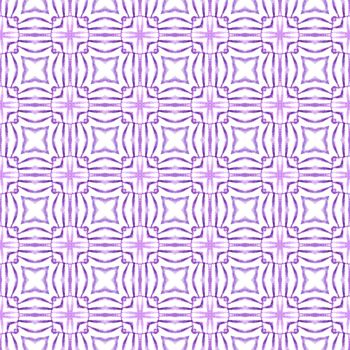 Medallion seamless pattern. Purple excellent boho chic summer design. Textile ready neat print, swimwear fabric, wallpaper, wrapping. Watercolor medallion seamless border.