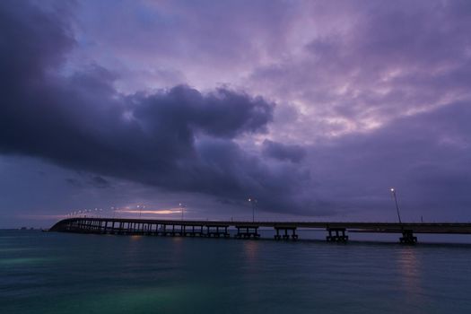 Sunrise over Queen Isabella Causeway Bridge, TX.