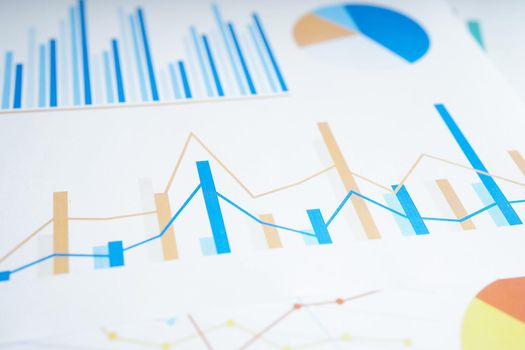 Charts Graphs paper. Financial development, Banking Account, Statistics, Investment Analytic research data economy, Stock exchange Business office company meeting concept.