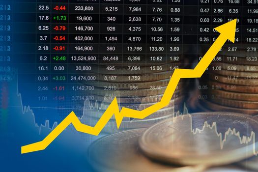 Stock market finance business, economy trend graph digital technology.