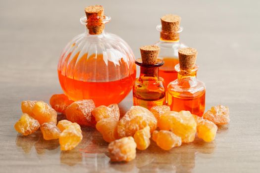 Frankincense or olibanum aromatic resin used in incense and perfumes.