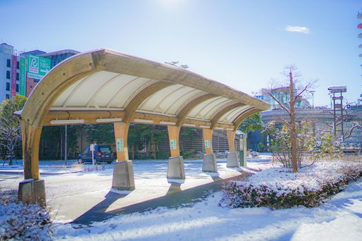 Sendai Station East Exit in the Snow. Shooting Location: Sendai, Miyagi Prefecture