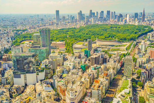 Tokyo cityscape seen from Shibuya Sky. Shooting Location: Tokyo metropolitan area