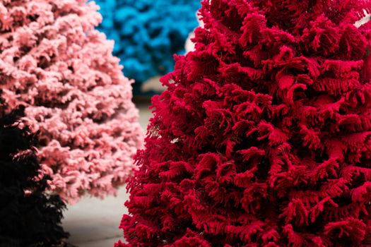 Flocked Christmas Tree with multi colors.