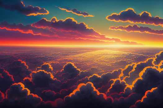 Cartoon drawing Aerial shot of Gates of the City at sunset Blue sky with clouds Chisinau Moldova , Anime style