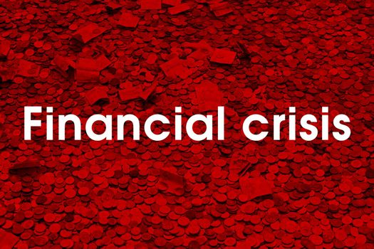 Financial crisis. The crisis in the economy, The background of coins and banknotes. money is depreciating.