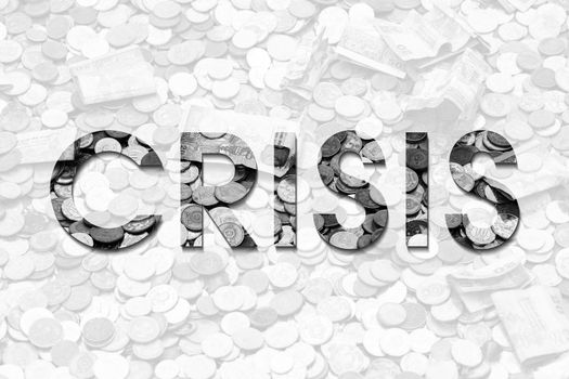 Financial crisis. The crisis in the economy, The background of coins and banknotes. money is depreciating.