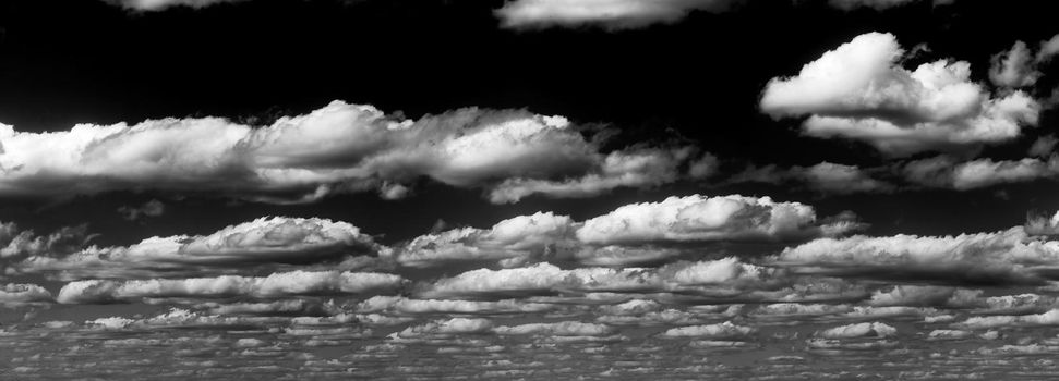 Beautiful panorama of the sky. Panorama of the sky in the clouds. Clouds float across the blue sky.