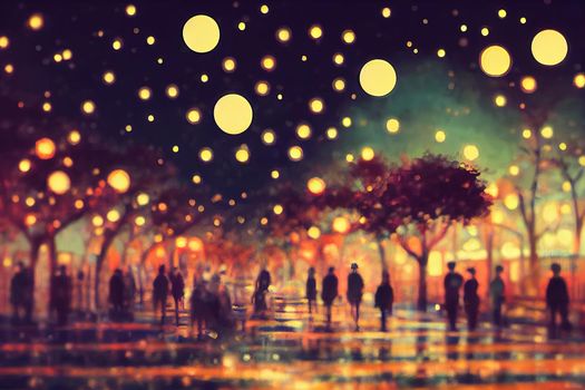 anime style, Light night city light bokeh , Anime style