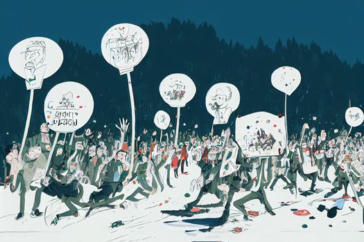 cartoon drawing Ljubla Slovenia 0 2 Zlatan Cordic Zlatko get Arrested on Third Big Protest in Slovenia Against the PCT Green Pass in the European Capital City , Anime style no watermark