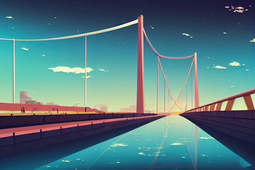 anime style, JK Bridge in Brasilia Capital of Brazil , Anime style no watermark