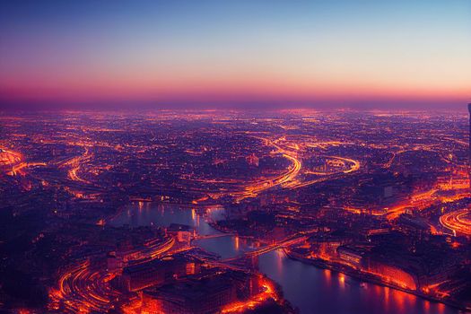 anime style, Amazing cityscape of Warszawa at night capital city of Poland , Anime style no watermark