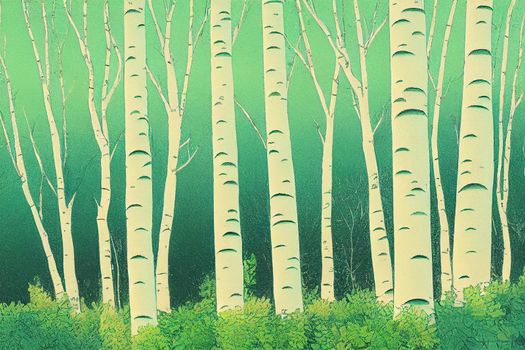2d drawing Green birches near Kirov Square Kirovan lagevo Kirovin aukio The city center Petrozavodsk The capital of Karelia Venue for the main city events and celebrations ust Finnish theater , Anim
