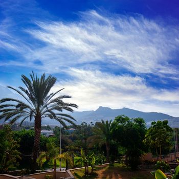 Sunset in Tenerife island, Spain. Tourist Resort