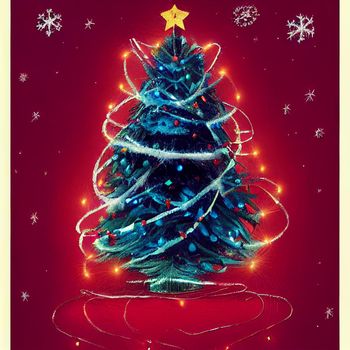 beautiful hand-drawn abstract image of a Christmas tree. High quality illustration