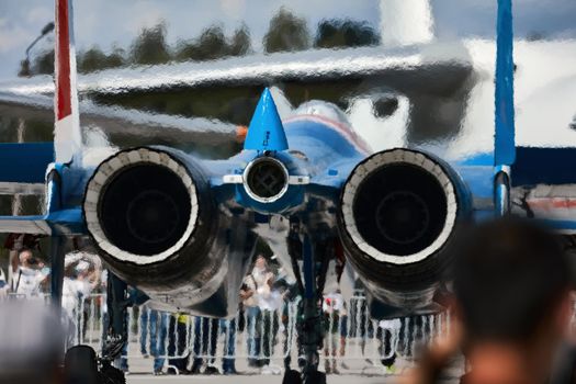 Performance of the aerobatic team Russian Knights, Russian Air Force. On planes Sukhoi Su-30S, NATO code name: Flanker-E. International Military-Technical Forum Army-2020 . 09.25.2020, Moscow, Russia.
