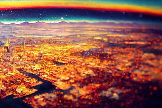 anime style, Aerial View of the Nevada Capitol of Carson City , Anime style no watermark