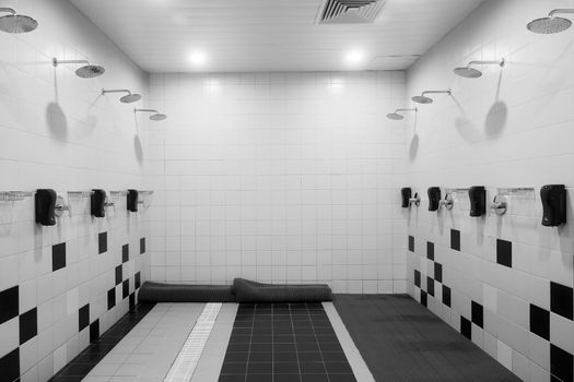 Shower room in the gym. Stylish shower room.