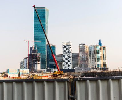 Dubai, UAE - 09.29.2022 - Modern buildings in Business Bay district.