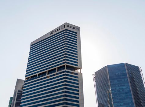 Dubai, UAE - 09.29.2022 - Modern buildings in Business Bay district