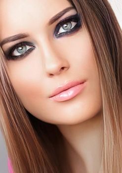 Glamour, beauty and make-up, beautiful woman with smokey eyes makeup, face portrait close-up