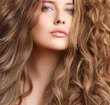 Hairstyle, beauty and hair care, beautiful woman with long natural brown hair, glamour portrait for hair salon and haircare brand