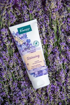 douche exfoliante Kneipp cosmetics, Lavender and jojoba As,Belgium, June 30,2022,High quality photo