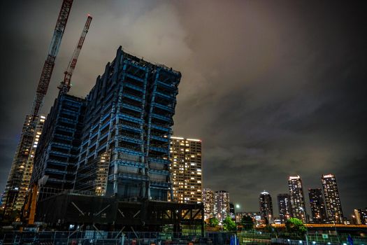 High-rise building construction site of Yokohama, Minato Mirai. Shooting Location: Yokohama-city kanagawa prefecture
