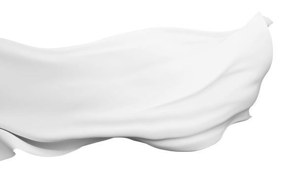 White cloth flying in the wind isolated on white background 3D render