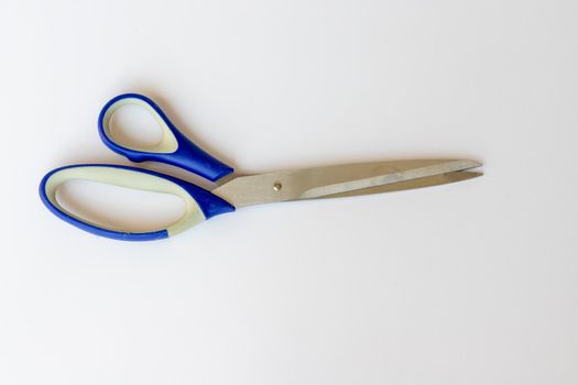 Stainless steel scissors with blue handles