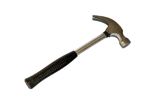 stainless steel hammer on white isolated background