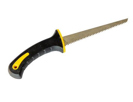 Small hand saw on white isolated background