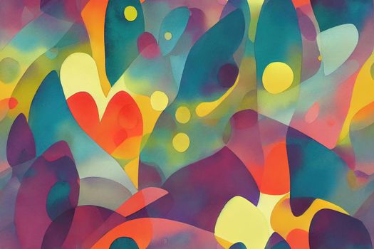 Abstract bright watercolor pattern with colorful spots. Seamless illustration on ivory color background.