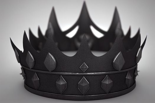 A 3D rendered dark fantasy iron crown with spikes isolated on a white background. 3D model