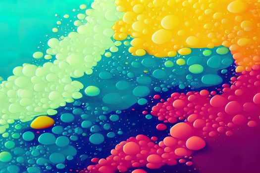 drops of paint paint a picture in water. illustration. 3D image.