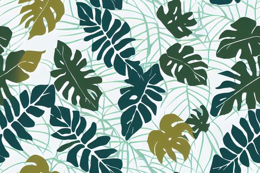 Tropical background with monstera leaves. Floral summer pattern.