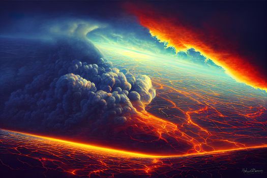 World collapse, doomsday scene, digital painting.