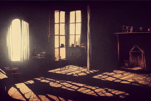 The dwelling,The place has it own devil,Monster in haunted house,3d illustration