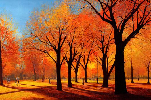 city park on an autumn sunny day