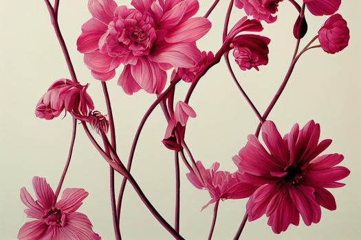 Pink floral design. High quality 2d Illustration