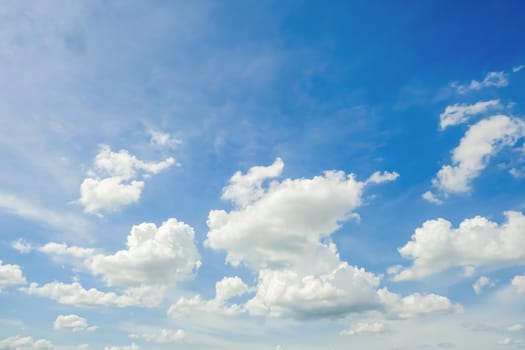 Panorama blue sky with tiny white clouds nature seasonal background