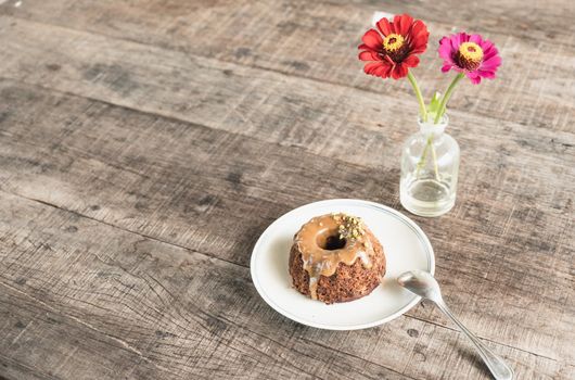Date Cake with apple Cinnamon Bundt Cake with Caramel dessert food.