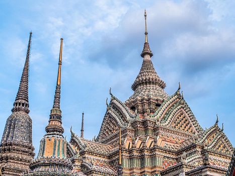 Wat Pho temple Colourful tiles floral pattern Mosaic on Pagoda Temple Landmark
