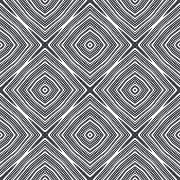 Textured stripes pattern. Black symmetrical kaleidoscope background. Textile ready unique print, swimwear fabric, wallpaper, wrapping. Trendy textured stripes design.