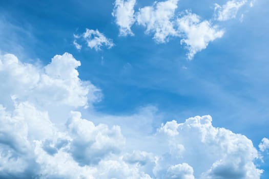 Panorama blue sky with tiny clouds nature abstract seasonal background