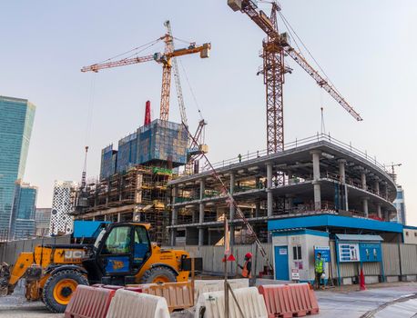 Dubai, UAE - 09.29.2022 -Construction site in Business Bay district