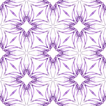 Hand drawn tropical seamless border. Purple grand boho chic summer design. Tropical seamless pattern. Textile ready lively print, swimwear fabric, wallpaper, wrapping.