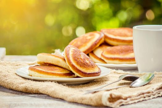 pancakes on a light background. selective focus. nature.